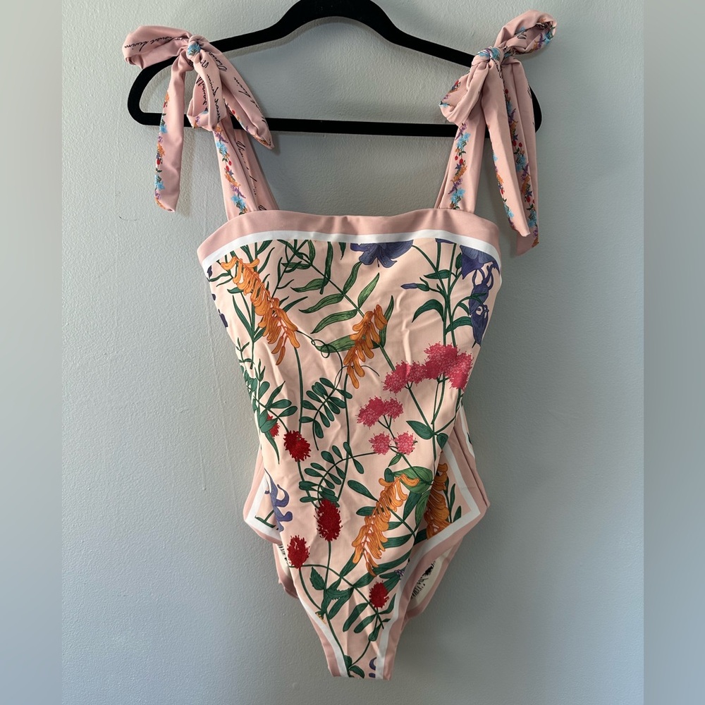 Floral Women's One Piece Swimsuit - Pink